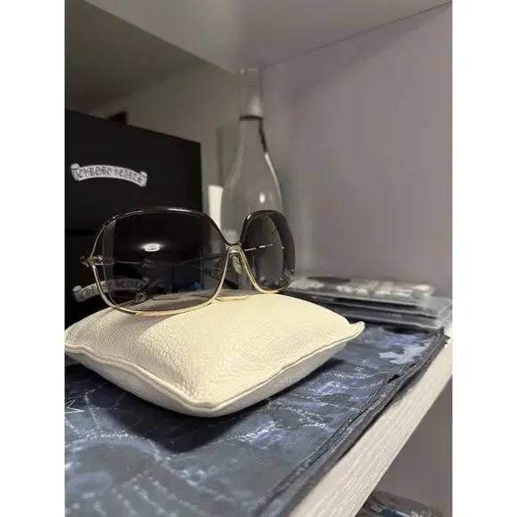 Chrome Hearts BUTTFLUX Aviator Sunglasses Black Gold Frame Missing Tip